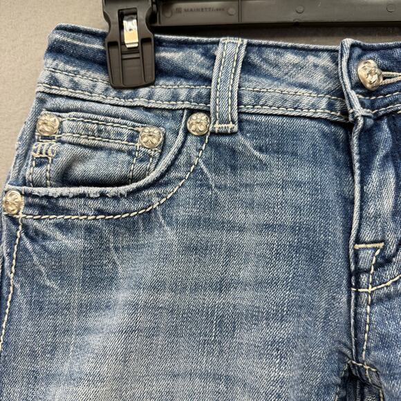 Miss Me Shorts Women's 27 Blue Bermuda Sequin Studded Embellished Pockets - Picture 4 of 12